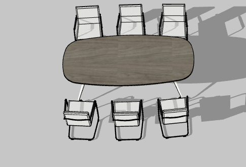 灰色木制现代办公室桌子 su模型-图一
