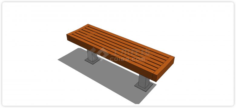 不锈钢凳腿固定实木木条凳面凳子su模型-图二