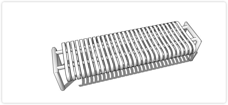 户外钢结构弧形凳面园林凳子su模型-图二