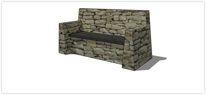 砖砌结构花岗岩凳板户外凳子su模型_图1