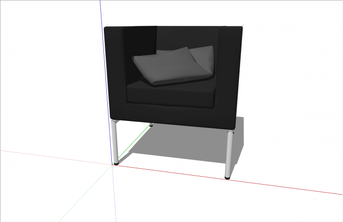 别致现代风格方形单人沙发su模型_图1