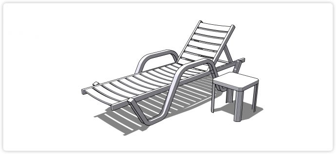 实木木条结构沙滩躺椅su模型_图1