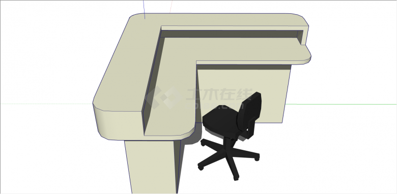 现代白色系创意办公桌su模型-图二