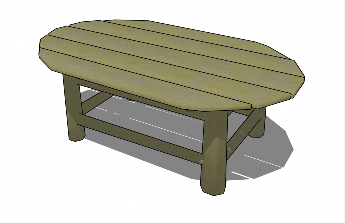 朴素木质拼接现代桌子su模型_图1