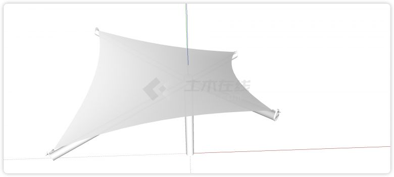 钢管结构白色天幕张拉膜su模型-图二