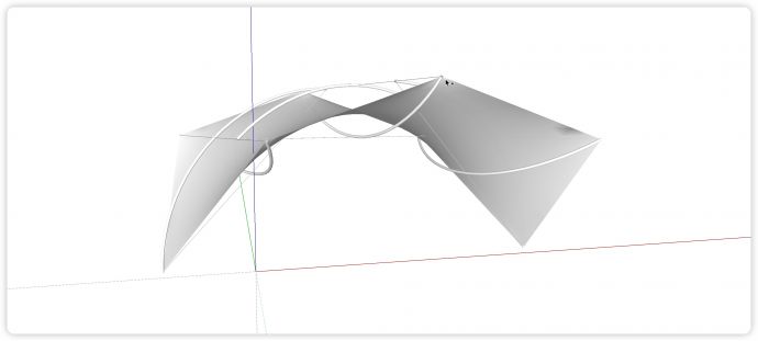 弧形支撑四边形天幕张拉膜su模型_图1