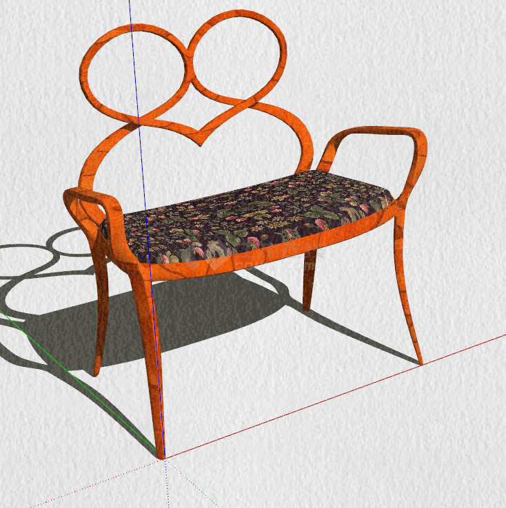 现代橘色有创意的椅子su模型-图二