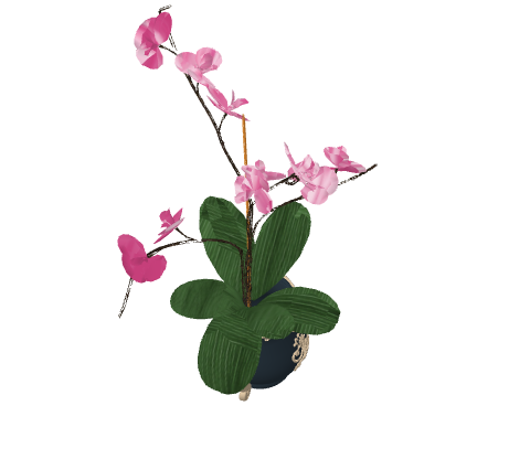 绿色植物粉色花朵花瓶su模型-图二
