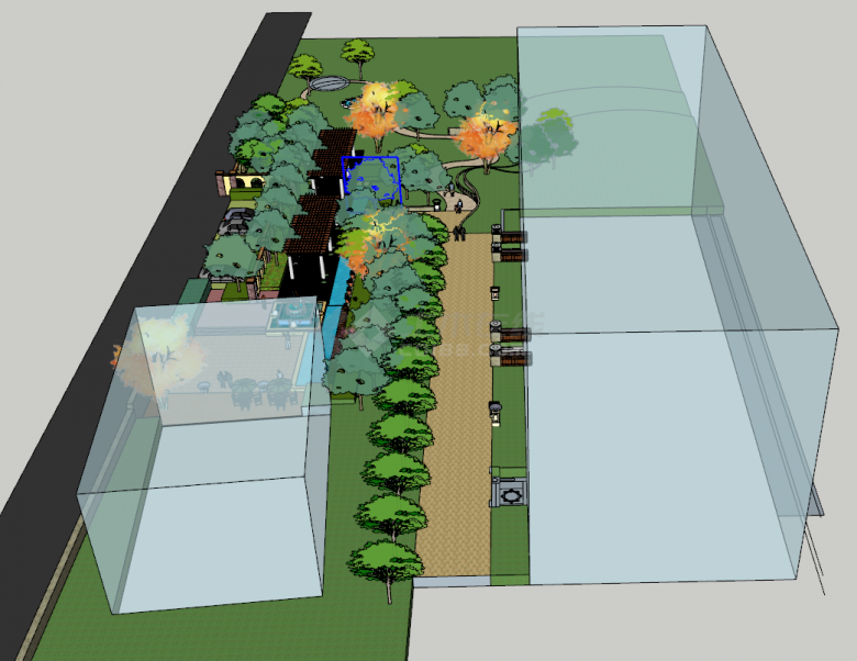现代大型园林广场公园设计su模型-图二