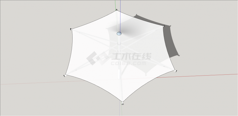 现代白色伞状张拉膜su模型-图二