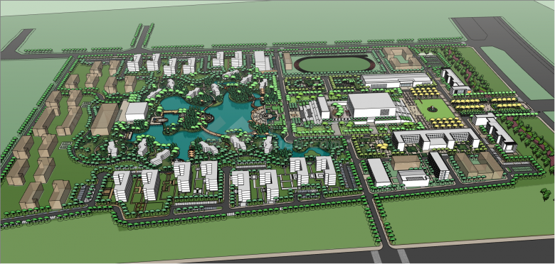 都市花园的城市设计su模型-图二