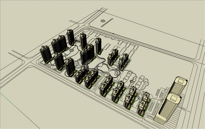 现代新古典高层住宅su模型-图二