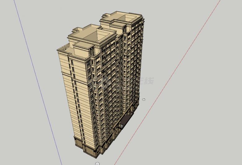 现代高层电梯房住宅小区居住区规划建筑方案su模型-图一