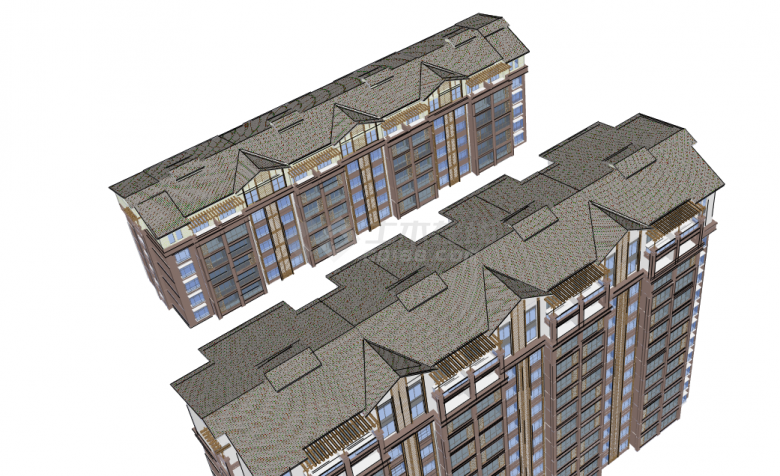 灰顶现代住宅小区居住区规划建筑方案SU模型 -图一