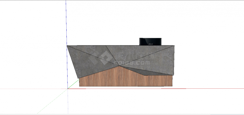 现代红色木材桌带灰色前挡板装饰前台接待su模型-图一