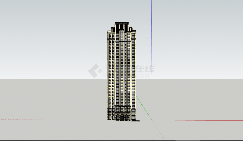 一栋高层的高档住宅小区居住区规划建筑方案SU模型-图一