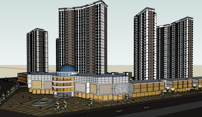 新式黑白住宅小区居住区规划建筑方案SU模型 _图1