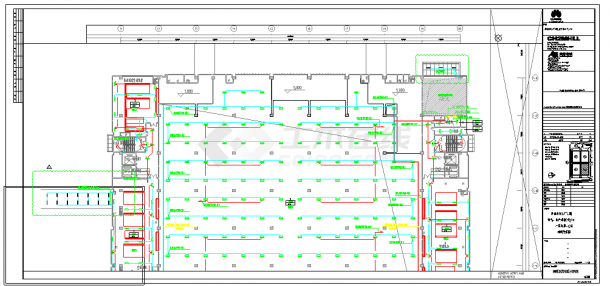 工业厂房-电气-生产用房(大)14一层夹层-照明平面图-图一