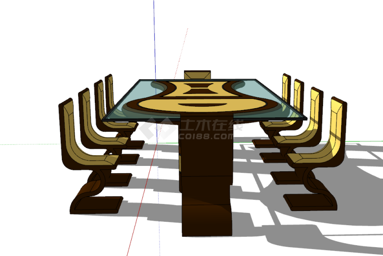 会议室里的桌子和椅子su模型-图二