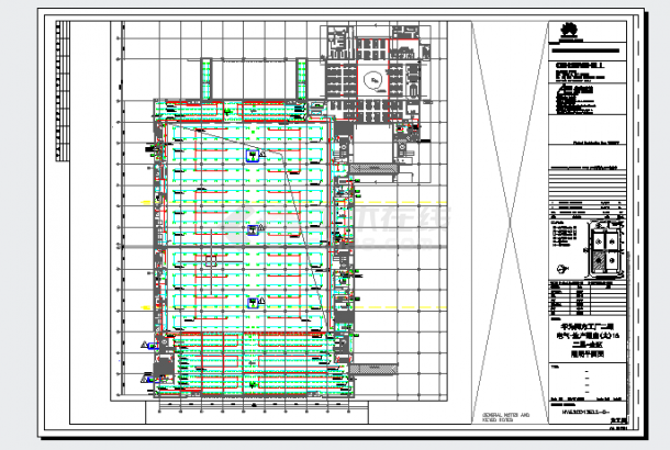 工业厂房-电气-生产用房(大)16二层-照明CAD平面图-图一