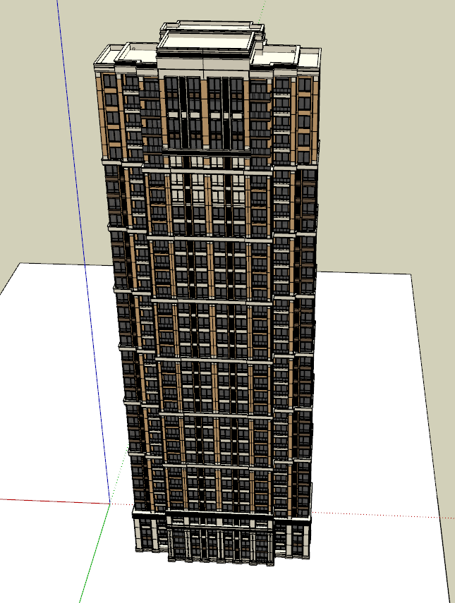 现代豪华小型高层楼房效果su模型_图1