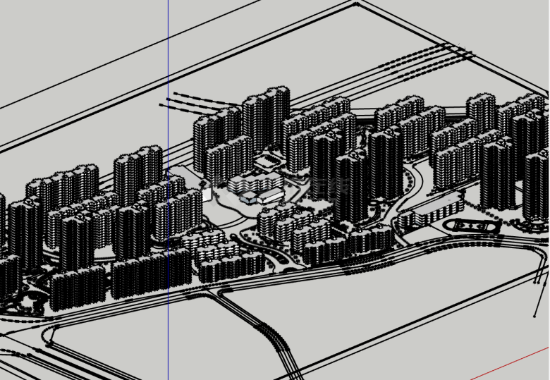 超大规模现代居住区su模型-图一