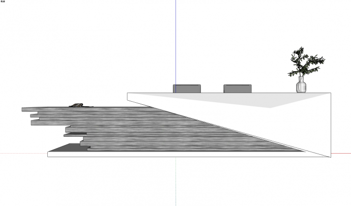 白色三角装饰面灰色层叠板创意前台接待su模型_图1