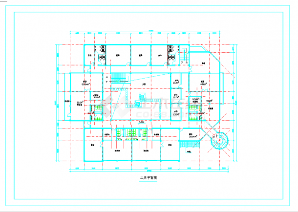 某地九班幼儿园社区服务中心建筑图CAD图纸-图二