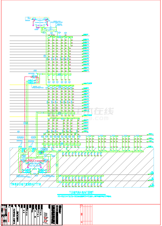 上海30层甲级办公楼酒店给排水电施工图-办公原理图CAD图纸-图一