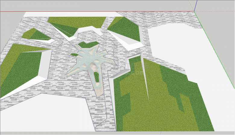 平坦视野开阔休憩公园的SU模型-图二
