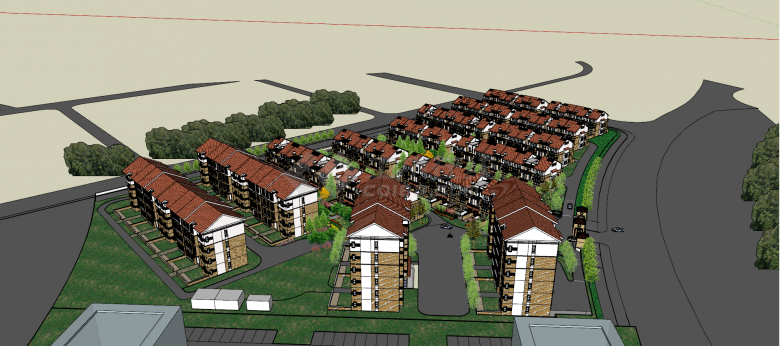 别墅住宅区公园景观建筑设计su模型-图二