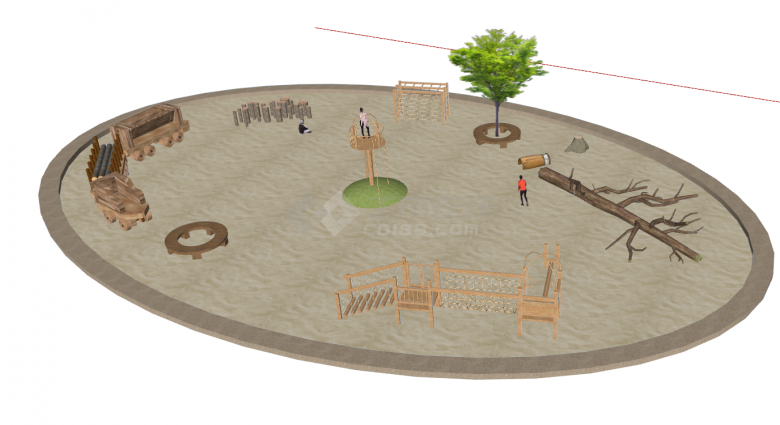 椭圆形农用沙滩建筑su模型-图二