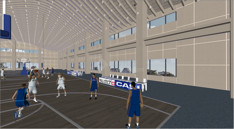 现代高层室内体育篮球馆su模型-图二