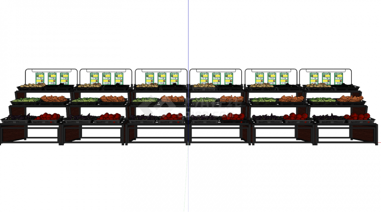 超市常规生鲜果蔬货架su模型-图一