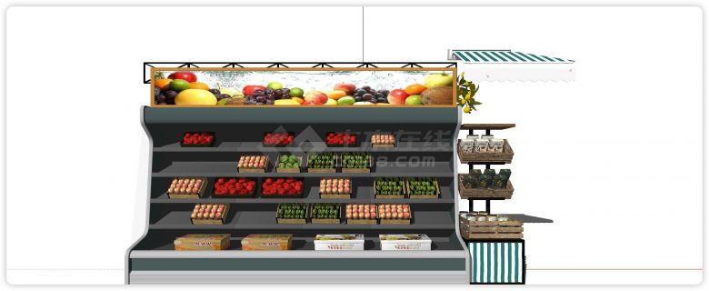 冷藏柜生鲜果蔬货架su模型-图一