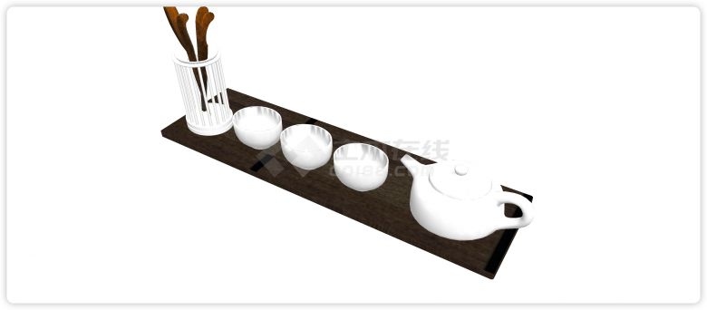 木镊子洗杯子工具白色茶具su模型-图一