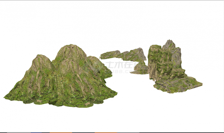 带有绿色植物的雄伟的山脉山体 su模型-图二