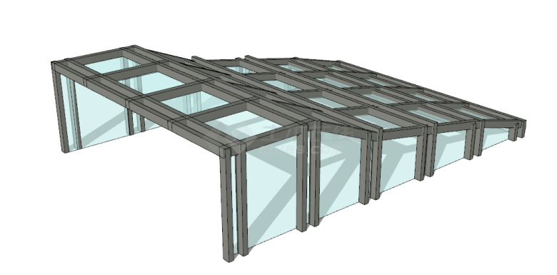 方格支架支撑的全玻璃天窗的地铁出入口 su模型-图一