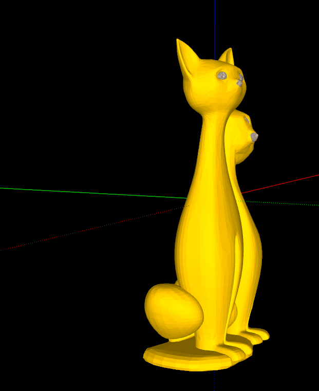 两只狸猫创意雕塑 su模型_图1