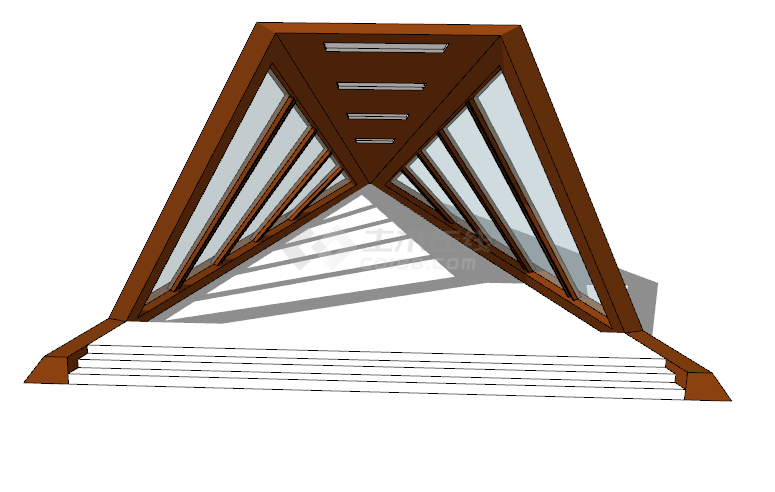 纯实木带延伸框架透明玻璃地铁出入口su模型-图二