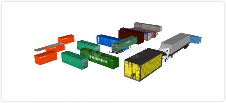货运场码头物流集装箱堆放区su模型-图一