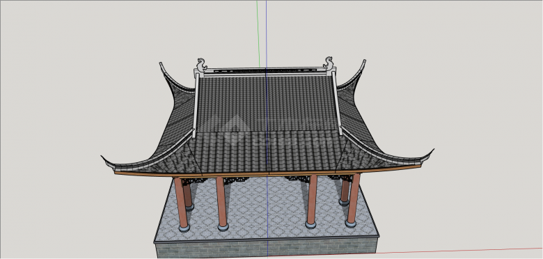 中式宫廷风格戏台su模型-图二