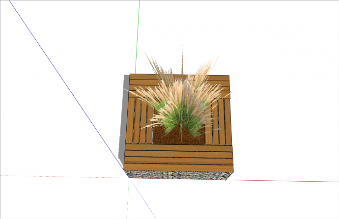 现代鹅卵石方形树池su模型_图1