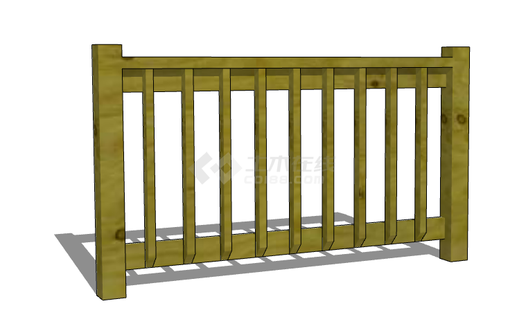 浅绿色简约篱笆栅栏SU模型 -图二