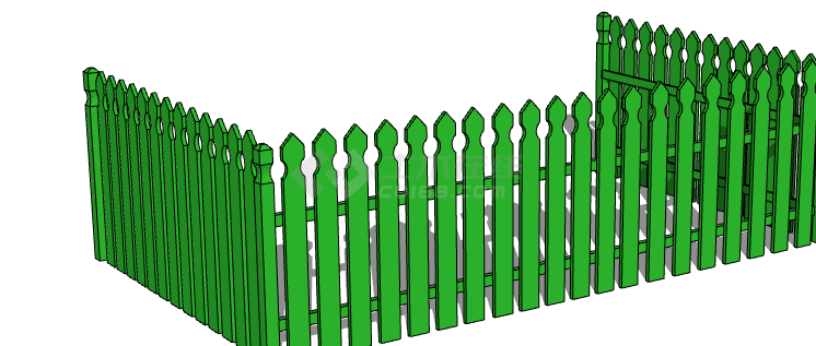 绿色简约篱笆栅栏SU模型-图二