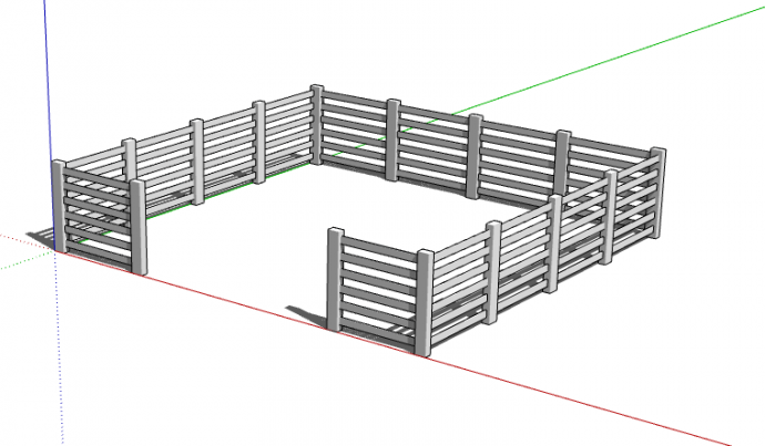 白色低矮篱笆栅栏SU模型_图1