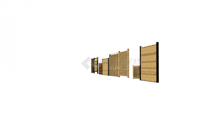 中式竹质篱笆栅栏su模型-图二