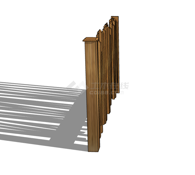 木制斜插篱笆栅栏SU模型 -图一