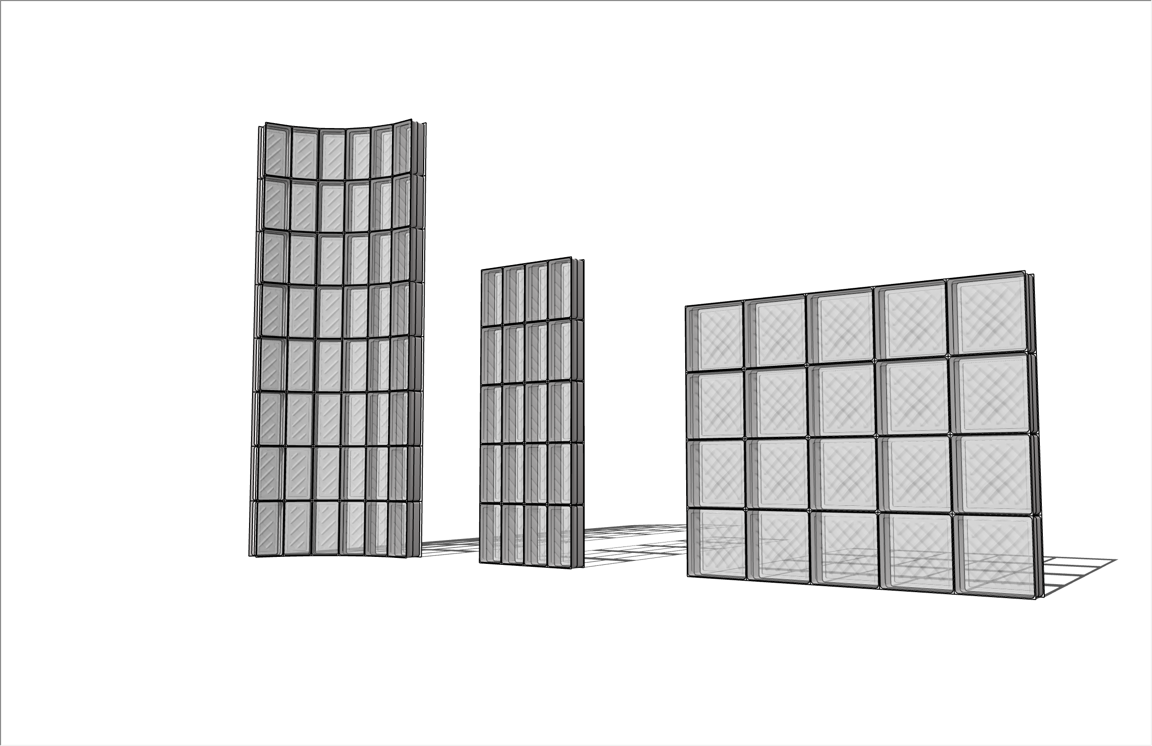 多种类型现代玻璃砖玻璃墙隔断su模型-图二