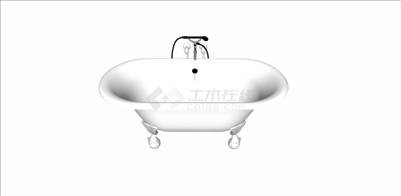 现代椭圆状浴缸淋浴 su模型-图二